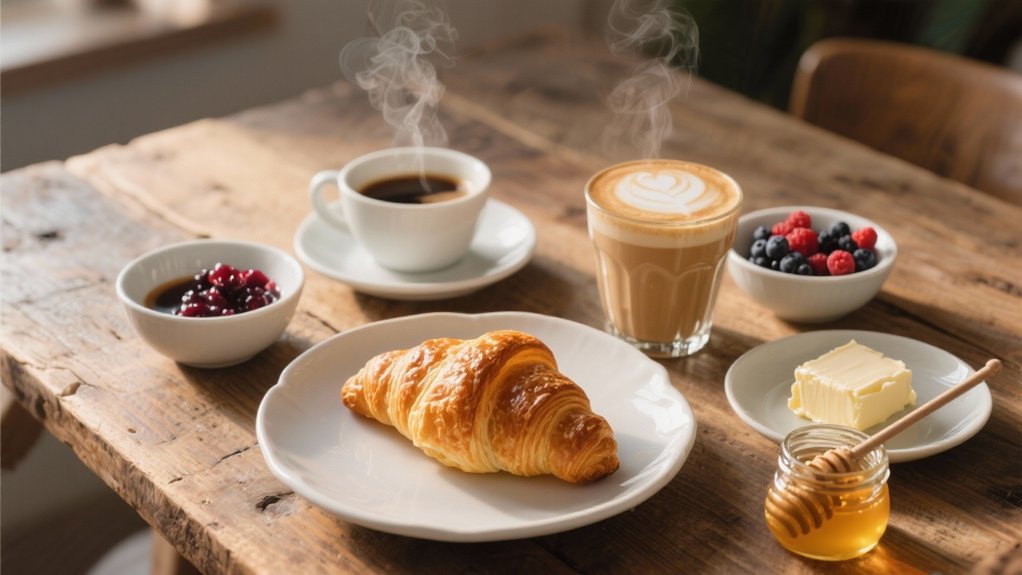 aromatic coffee and croissants