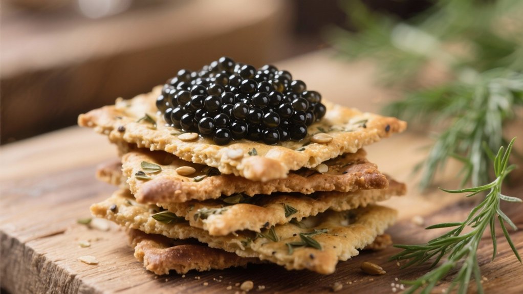 artisanal crackers enhance caviar
