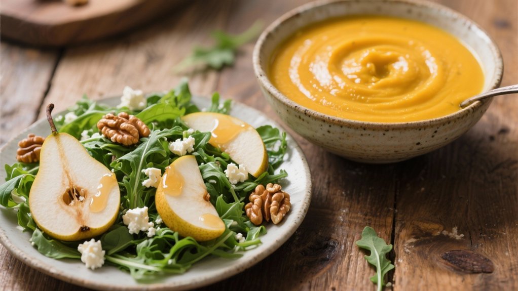 arugula pear salad contrast