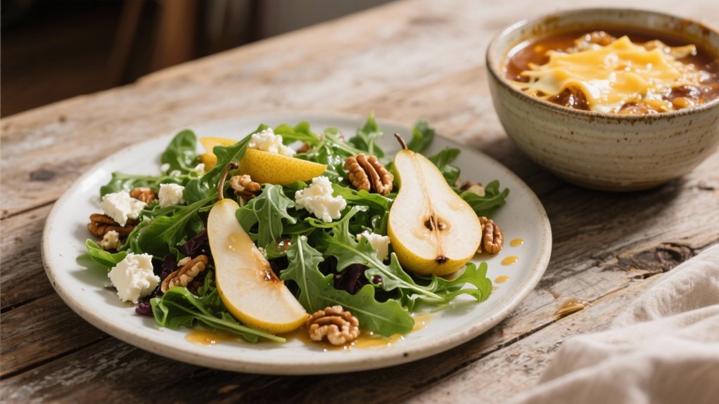 arugula pear walnuts goat cheese