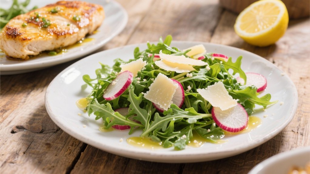 arugula salad complements chicken piccata