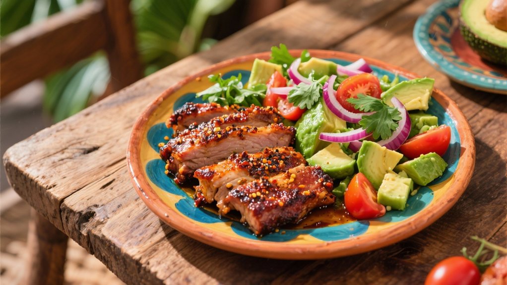 avocado salad complements jerk pork