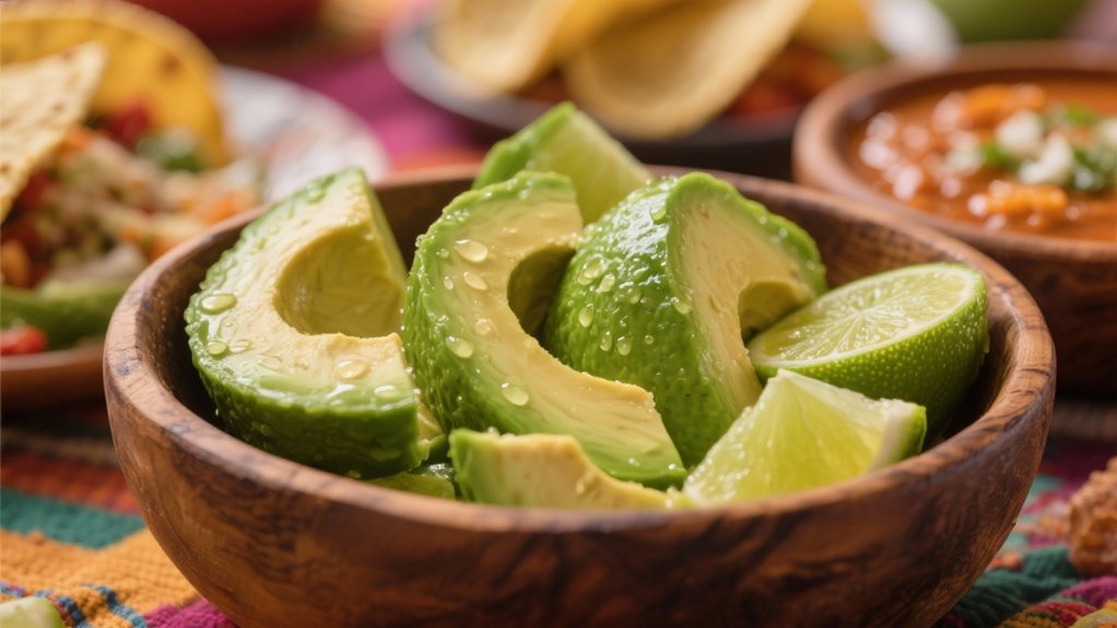 avocado slices with lime