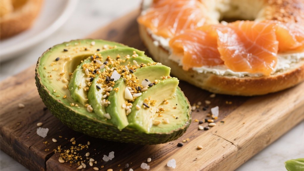avocado slices with seasoning