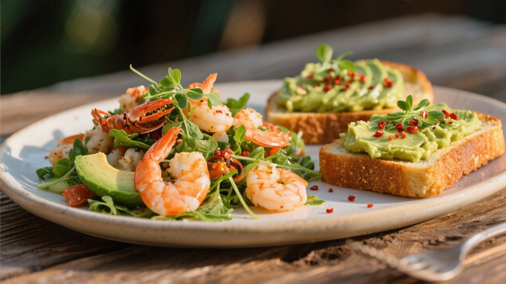 avocado toast complements seafood salad