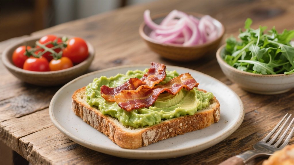 avocado toast with bacon