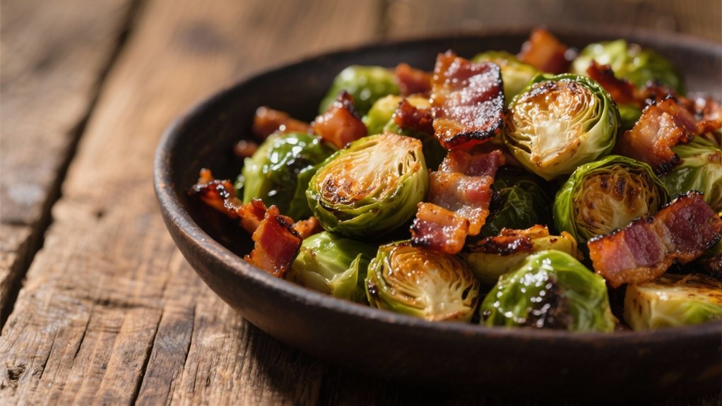 bacon infused roasted brussels sprouts