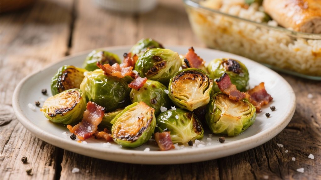 bacon infused roasted brussels sprouts