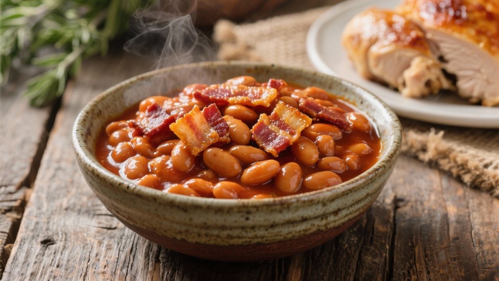bacon infused smoky baked beans
