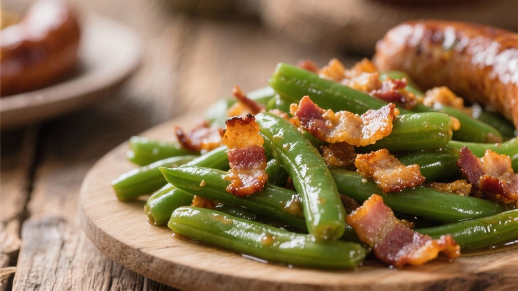 bacon infused tender green beans