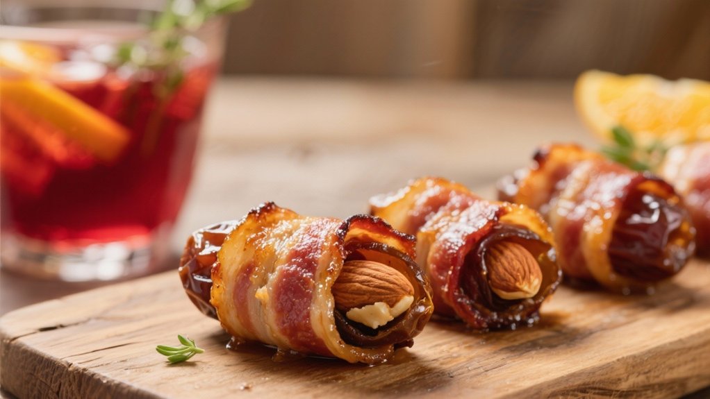 bacon wrapped almond stuffed dates