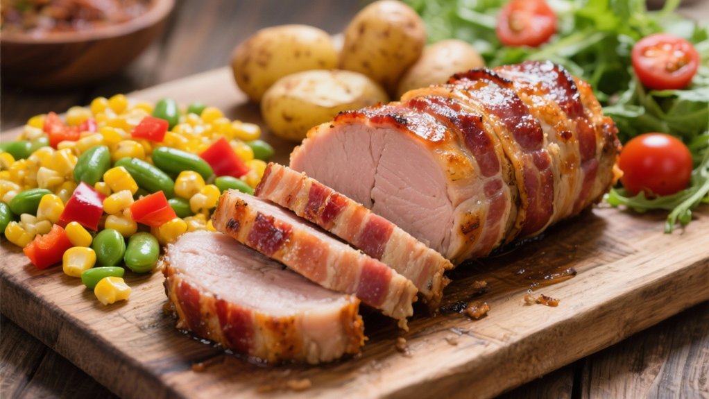 bacon wrapped flavorful pork tenderloin