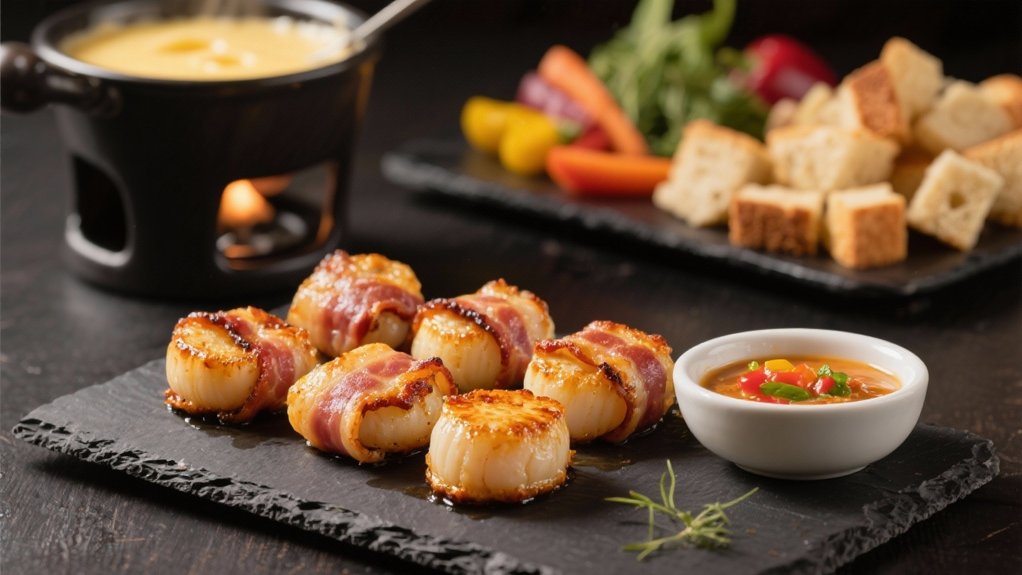 bacon wrapped seared scallops delight