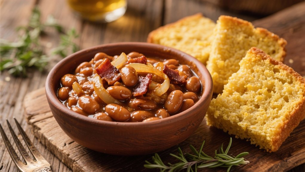 baked beans and cornbread