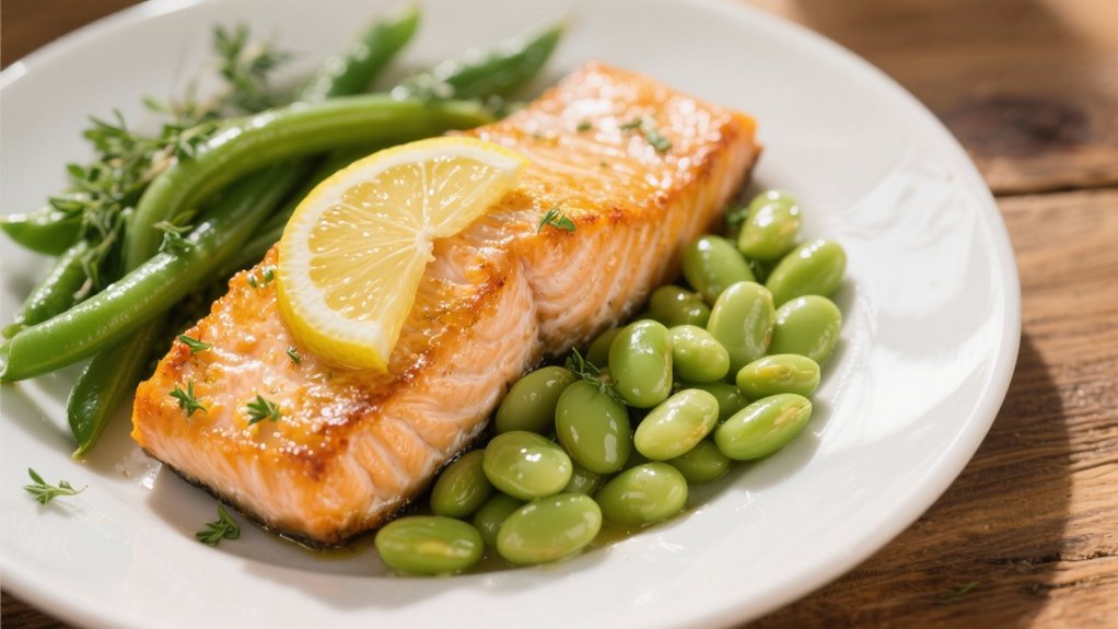 baked salmon with lima beans
