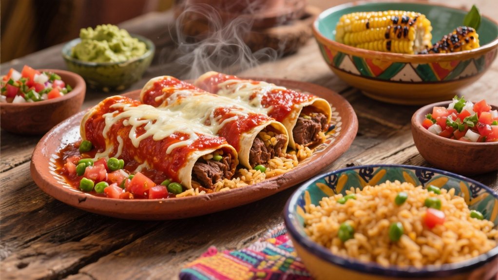 beef enchiladas with rice