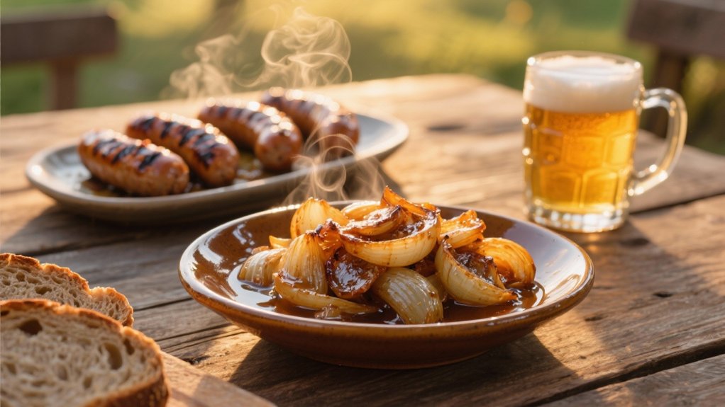 beer and caramelized onions