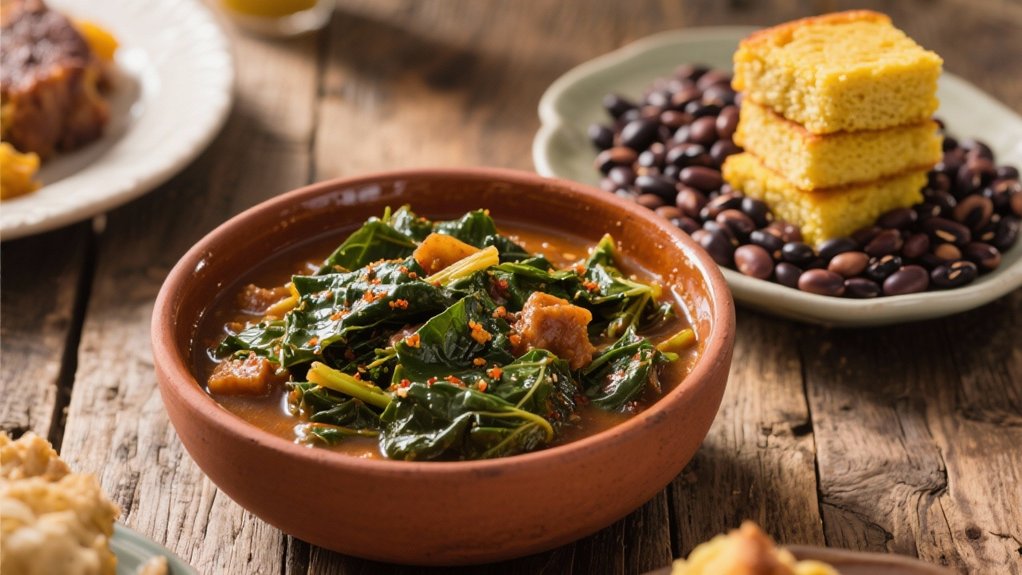 black eyed peas and collard greens