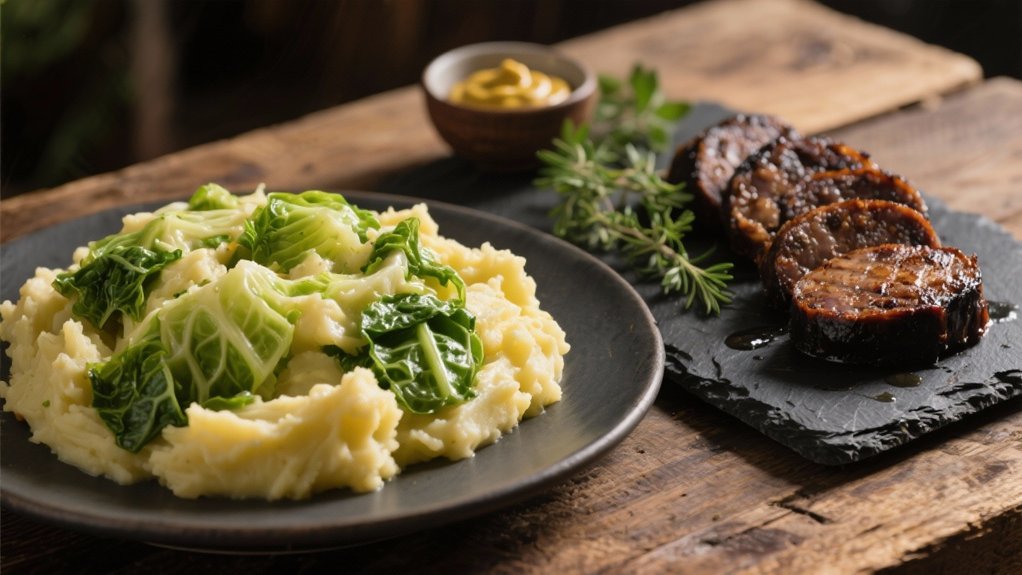 black pudding enhances colcannon