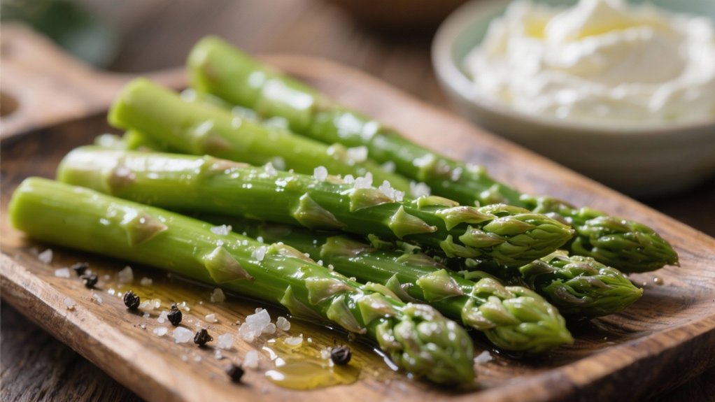 blanched asparagus with ricotta