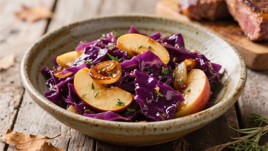 braised cabbage complements lamb