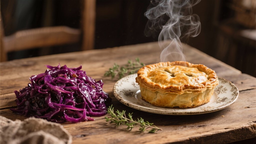 braised cabbage complements meat pies