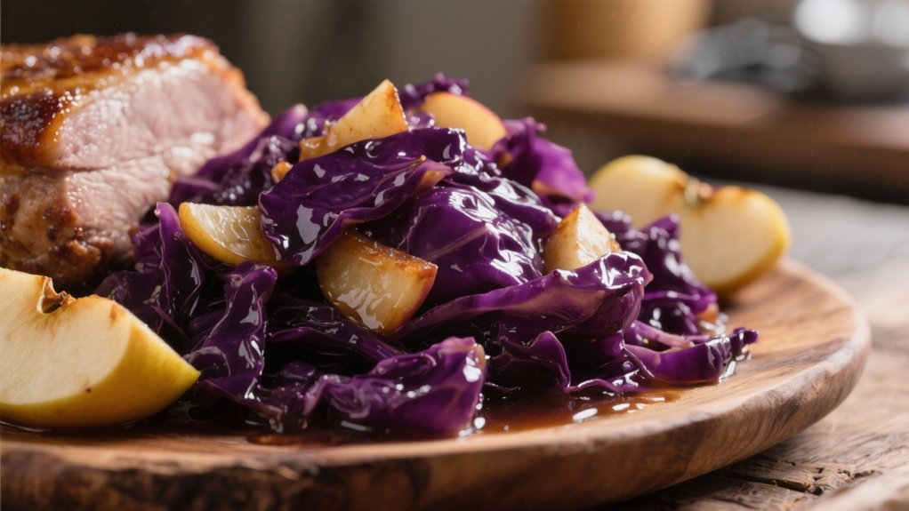 braised red cabbage with apples