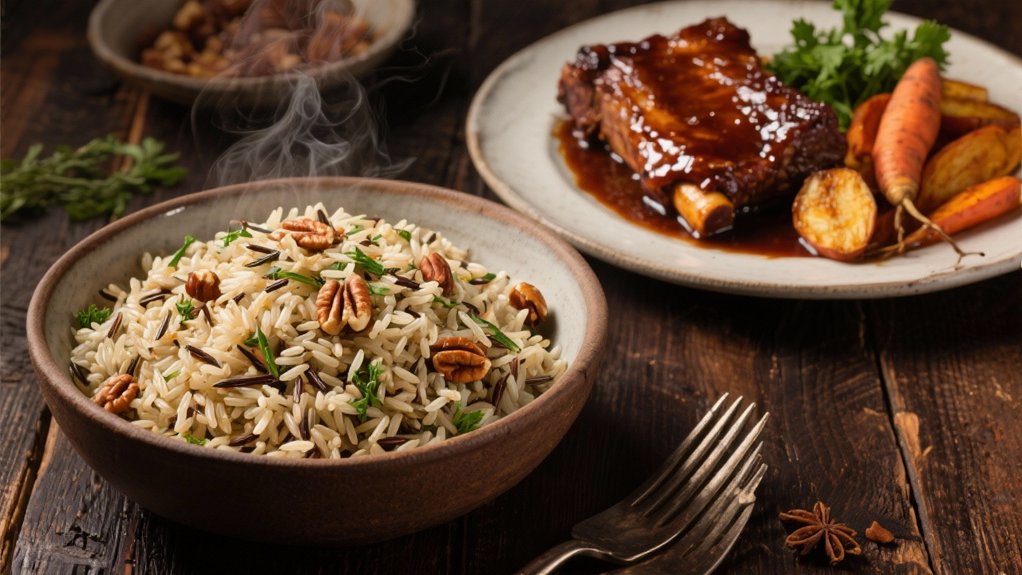 braised ribs with wild rice