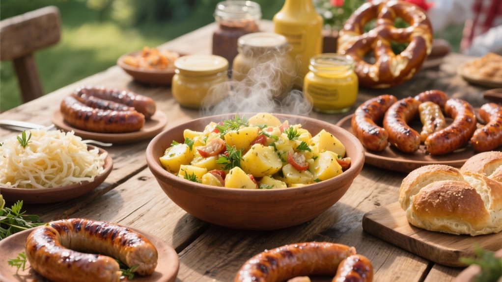 bratwurst pairs with potato salad