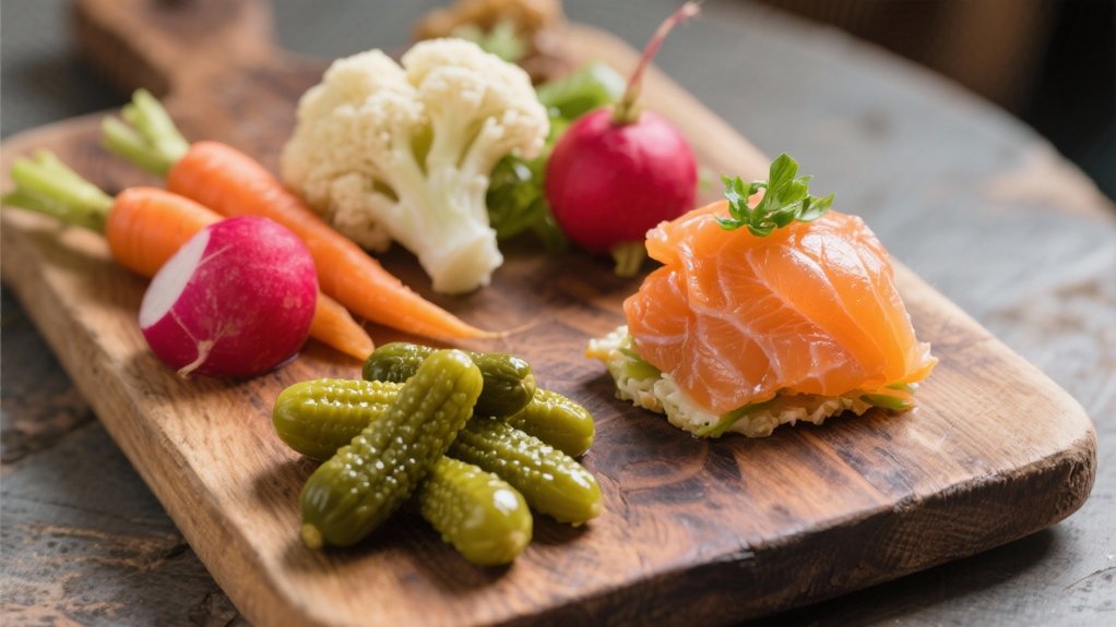 bright acidic pickled vegetables