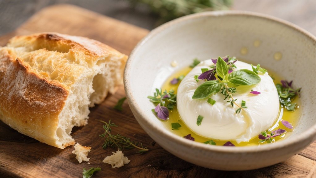 burrata with fresh herbs