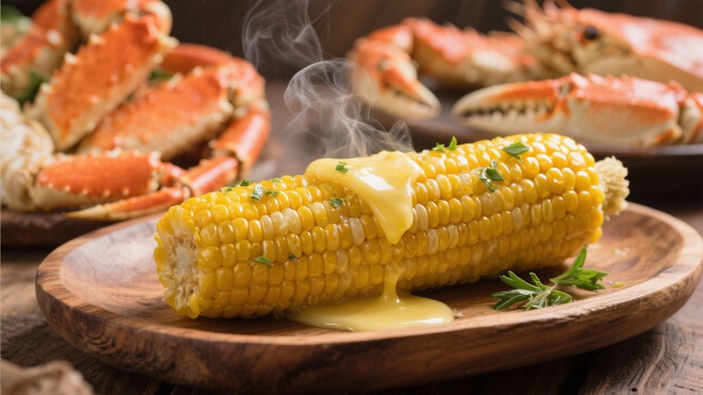 buttered corn enhances seafood