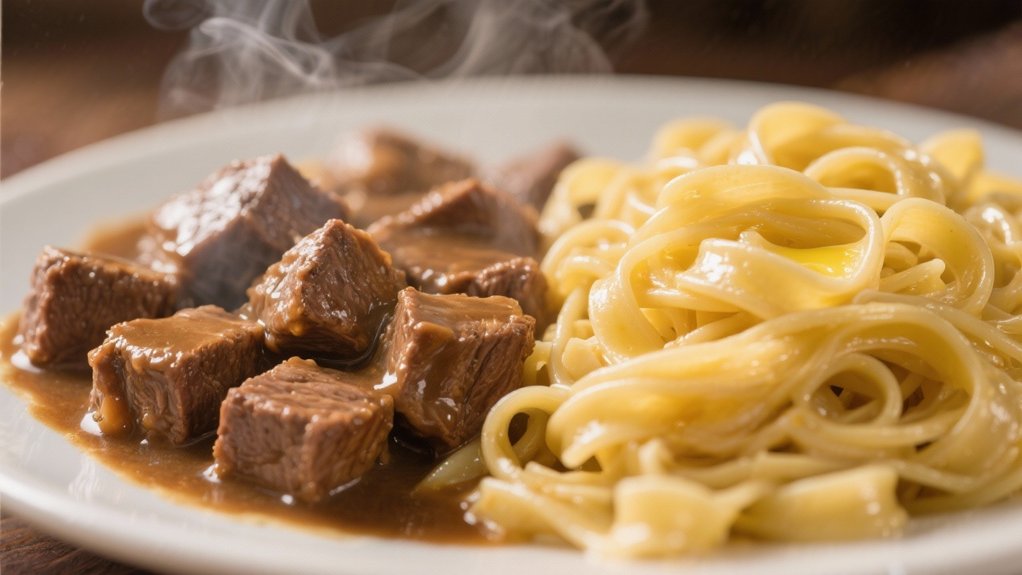 buttered egg noodles dish