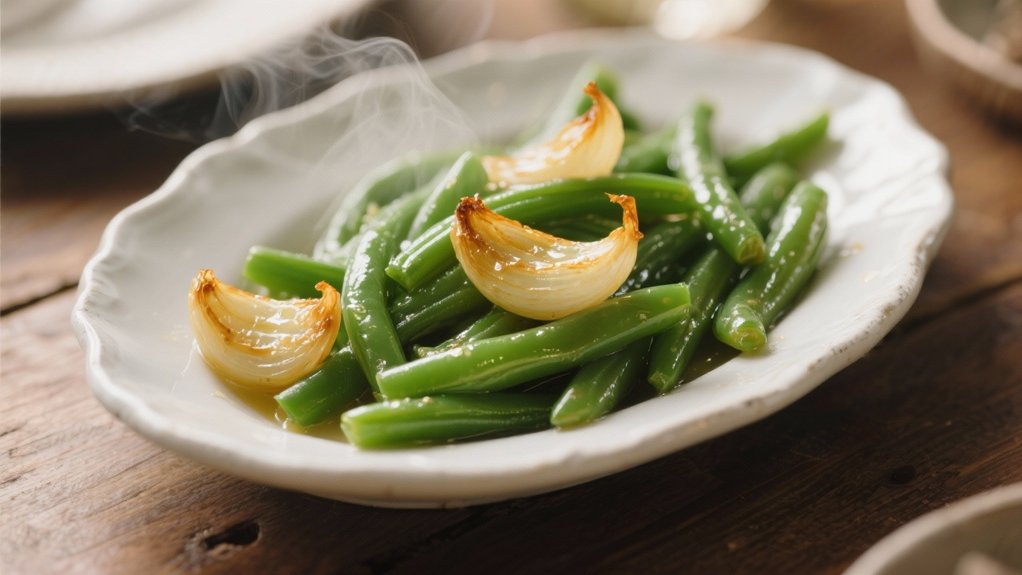 buttered green beans shallots