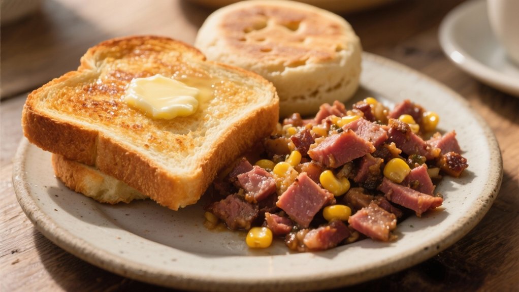 buttered toast and muffins