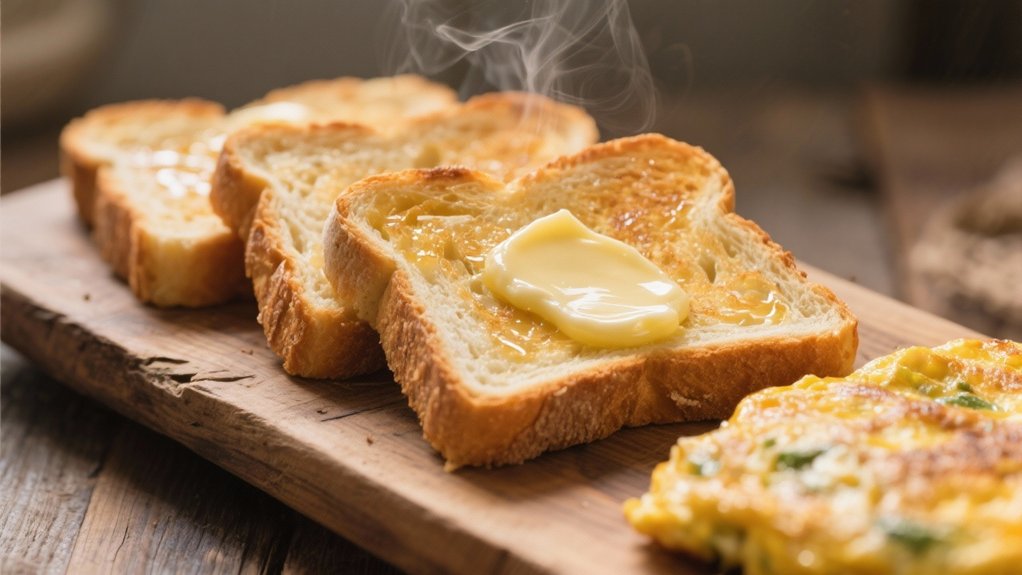 buttered toast and rustic bread