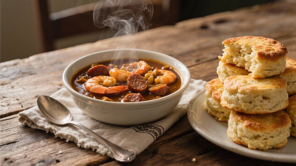 buttermilk biscuits enhance gumbo