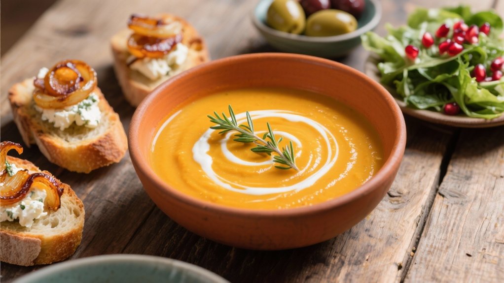 butternut squash bisque serving
