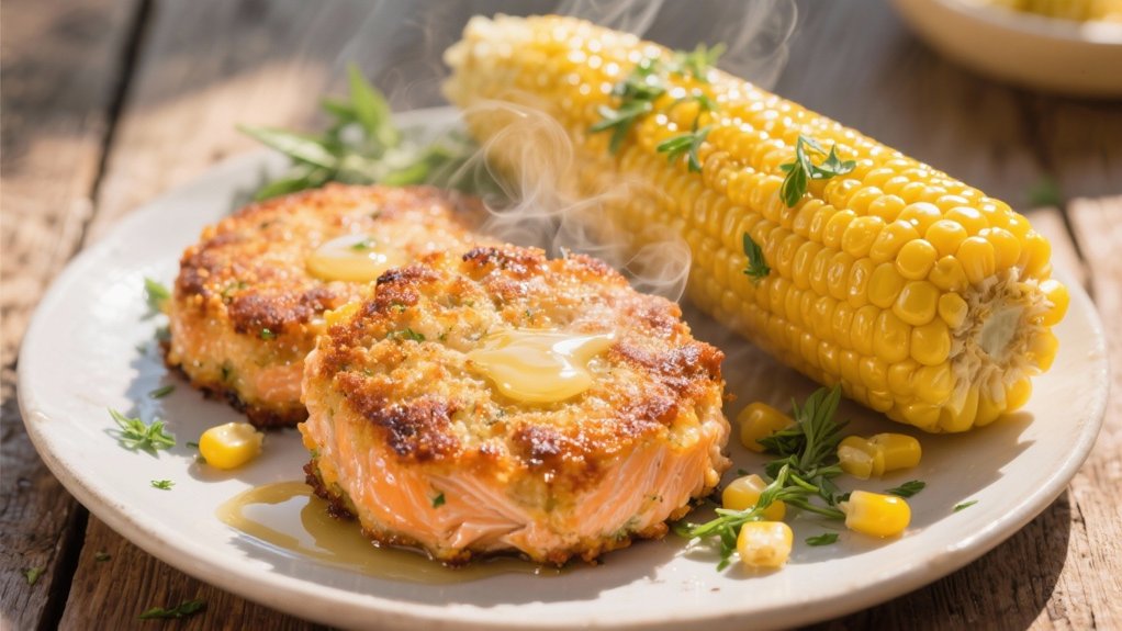 buttery corn and salmon