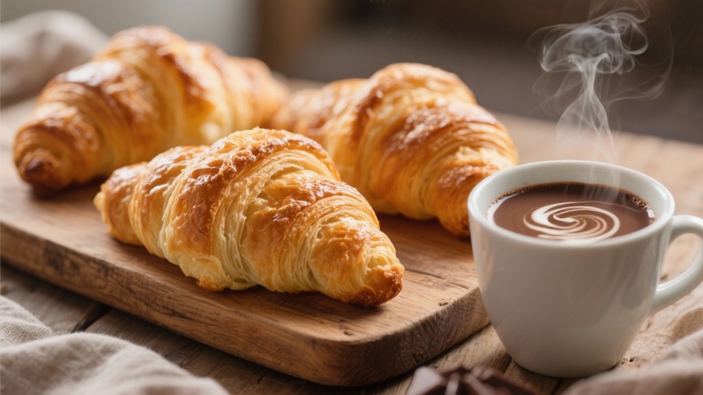 buttery croissants with chocolate