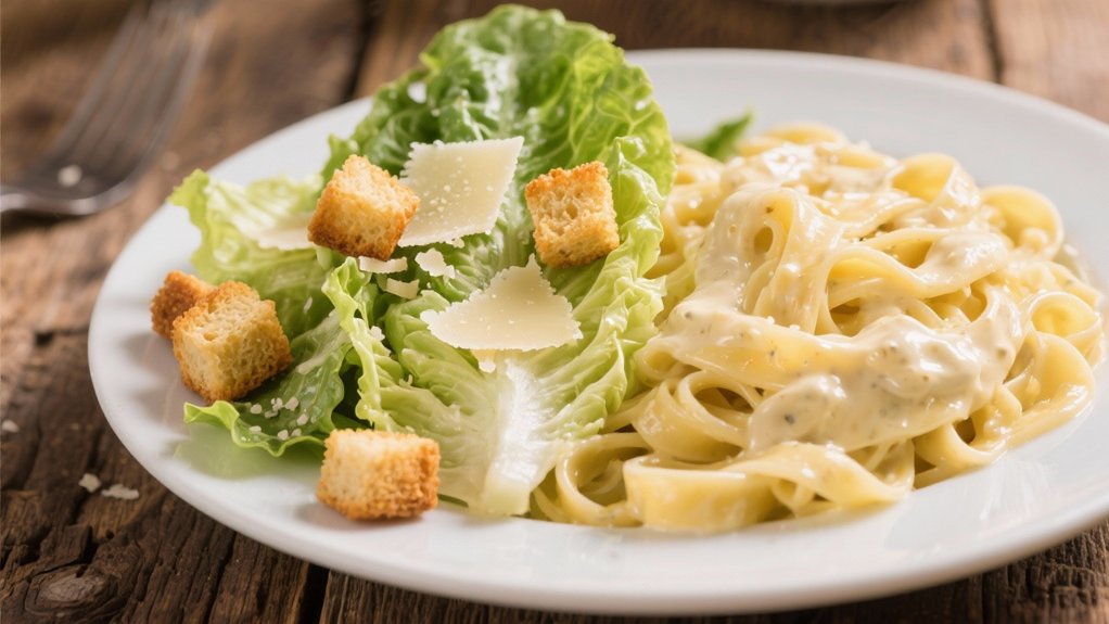 caesar salad complements alfredo