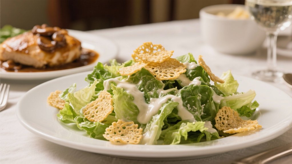 caesar salad with parmesan crisps