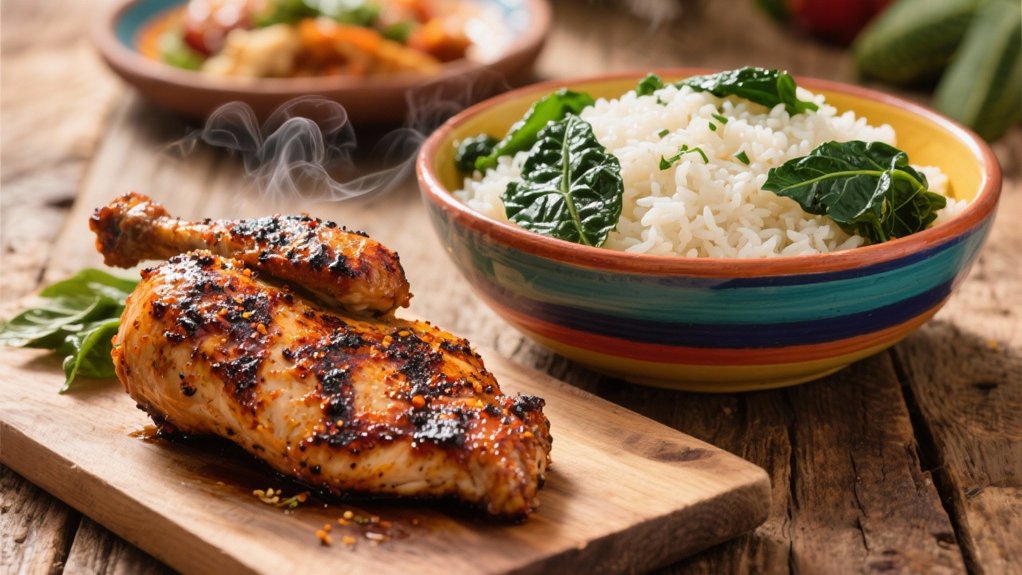 callaloo enhances jerk chicken