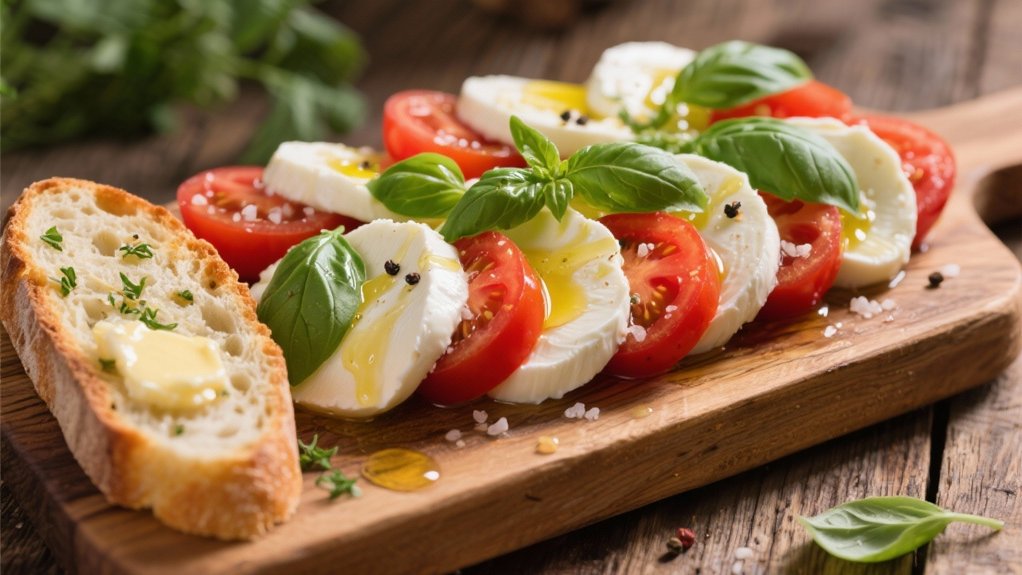 caprese salad and garlic bread