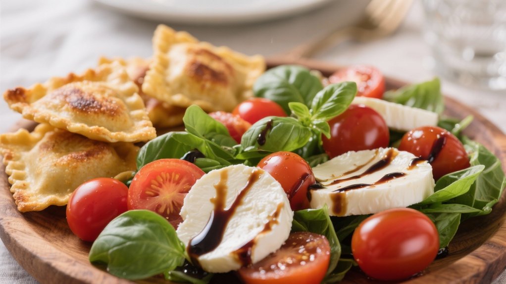 caprese salad complements ravioli