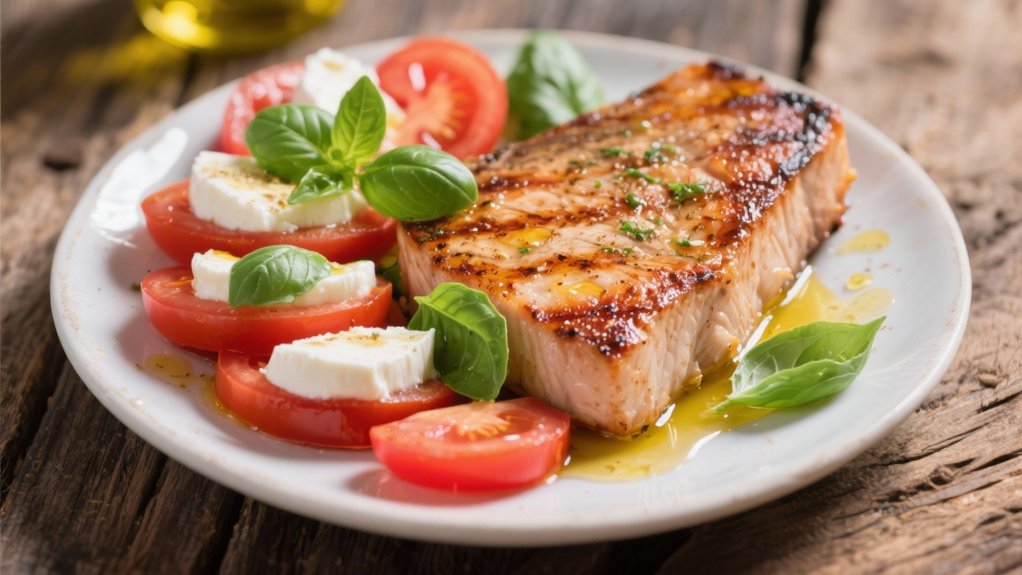 caprese salad complements swordfish