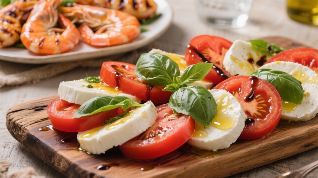 caprese salad enhances seafood