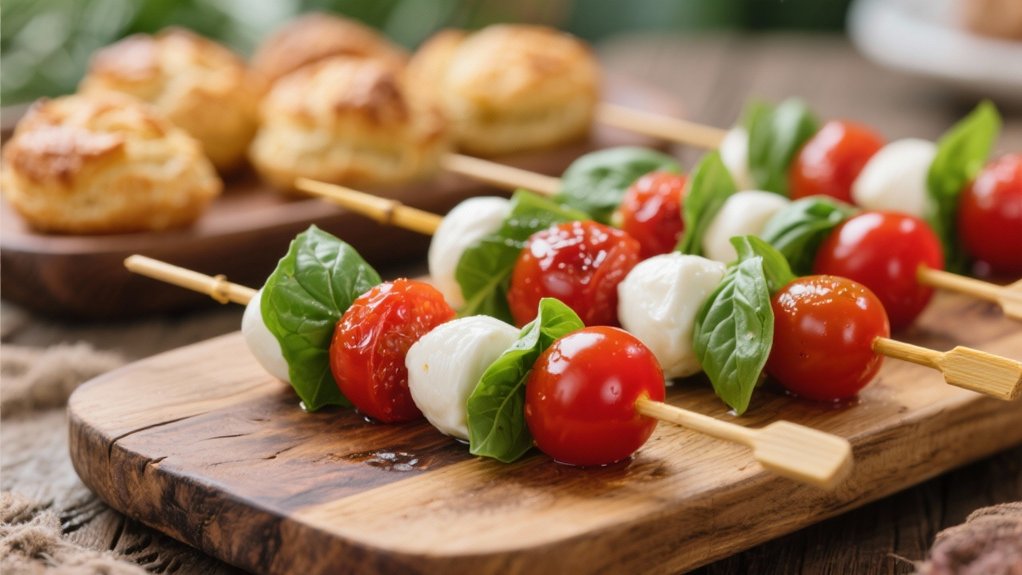 caprese skewers with balsamic glaze