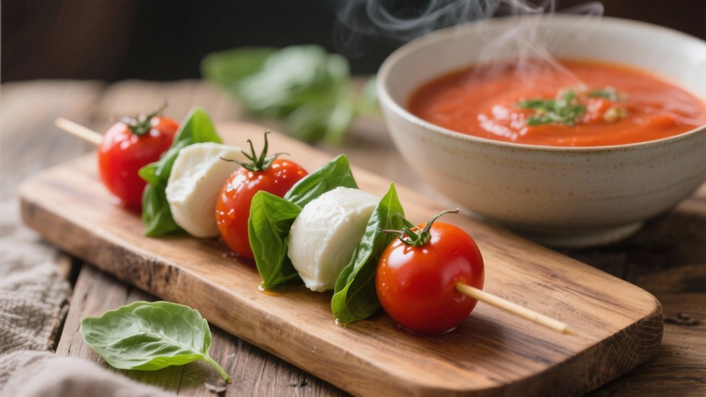 caprese skewers with basil