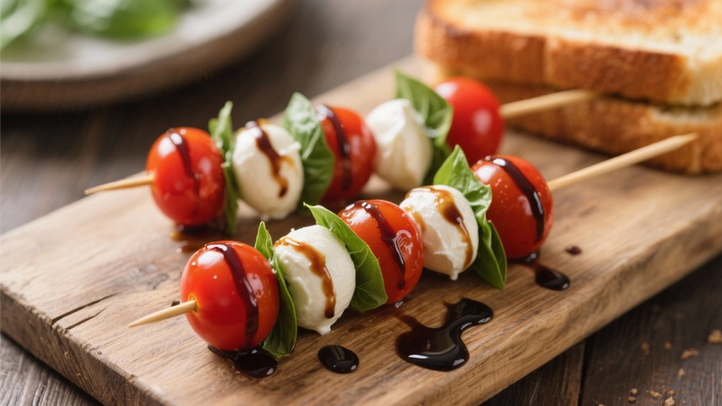 caprese skewers with glaze